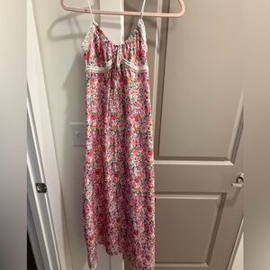 Floral Maxi Dress with Lace Trim